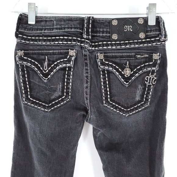 Miss Me Women Skinny Jean Low Rise JP5014SK-3 Black Grey Size 26 (26x32) - Picture 5 of 10